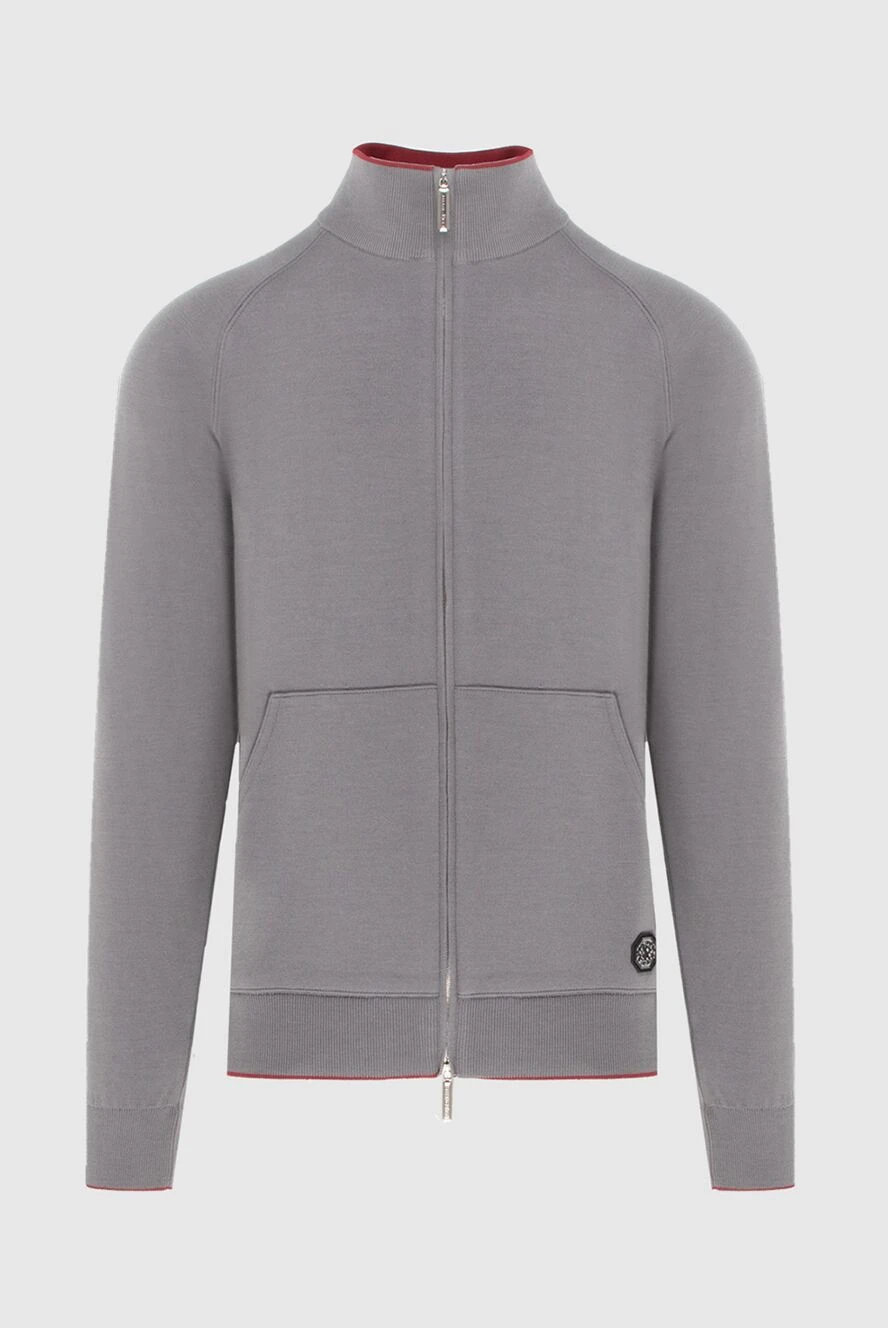 Stefano Ricci кофта спортивная из шерсти и шелка серая мужская 172718 - фото 1