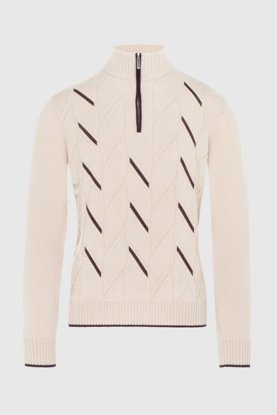 Stefano Ricci тройер из кашемира и кожи крокодила бежевый мужской 172723 - фото 1