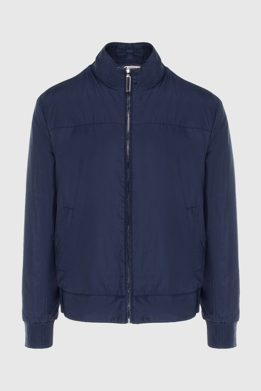 Stefano Ricci куртка из шелка и кожи крокодила синяя мужская 172744 - фото 1