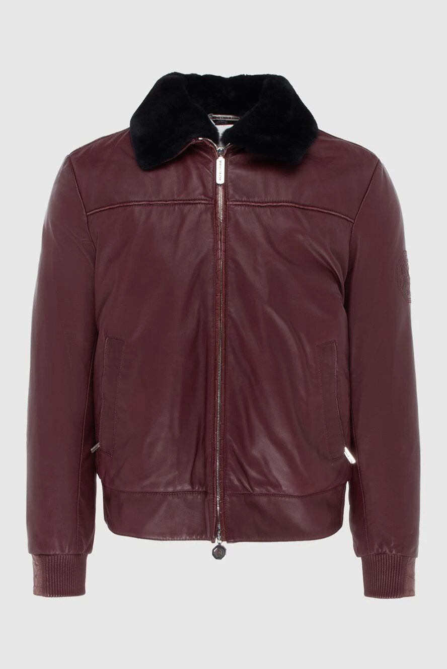 Stefano Ricci куртка кожаная бордовая мужская 172746 - фото 1