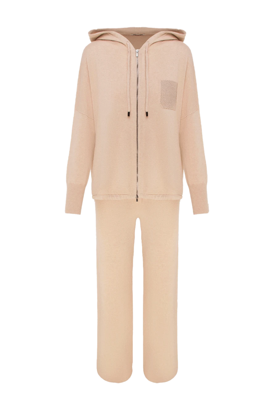 Peserico бежевый костюм с капюшоном и прямыми брюками 172880 - фото 1