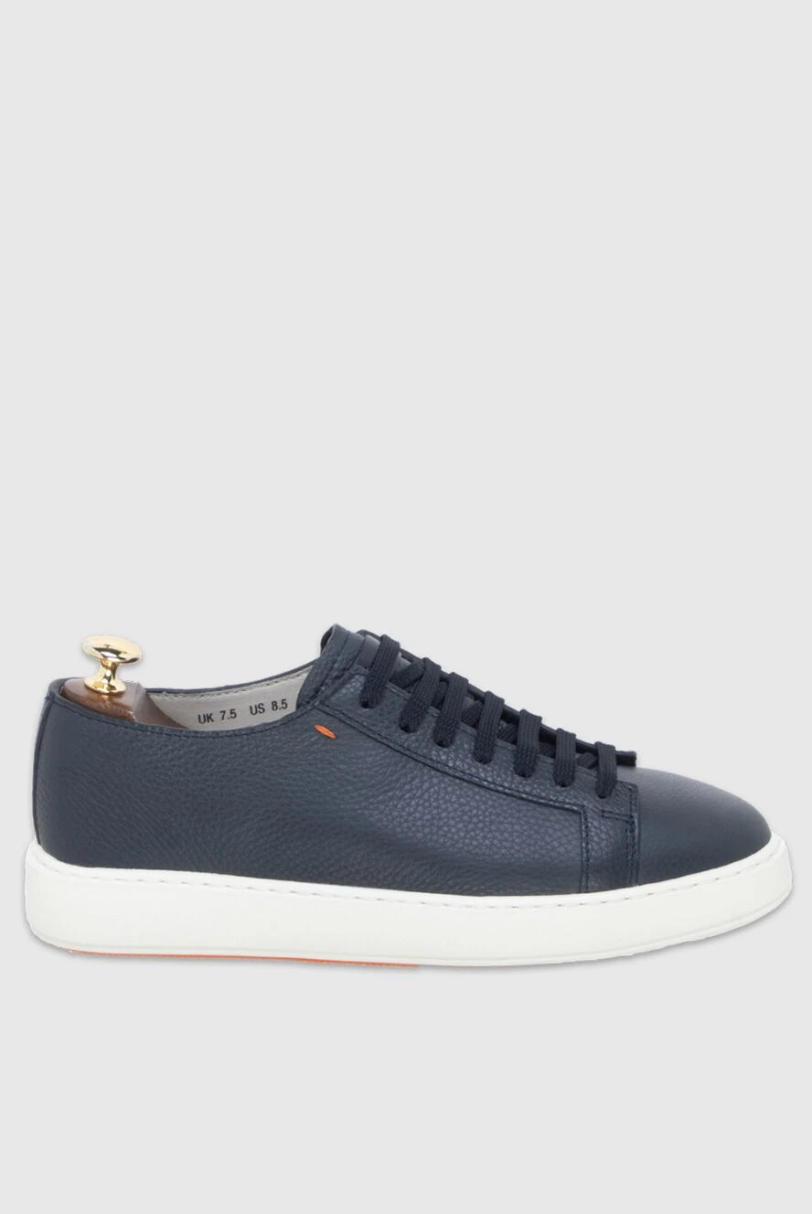 Santoni man blue leather sneakers for men купить с ценами и фото 172941 - photo 1