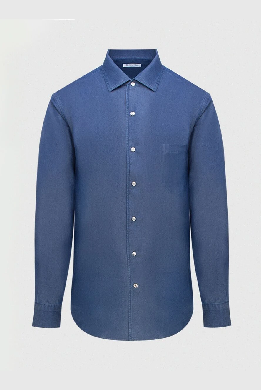 Loro Piana man blue cotton shirt for men купить с ценами и фото 173003 - photo 1