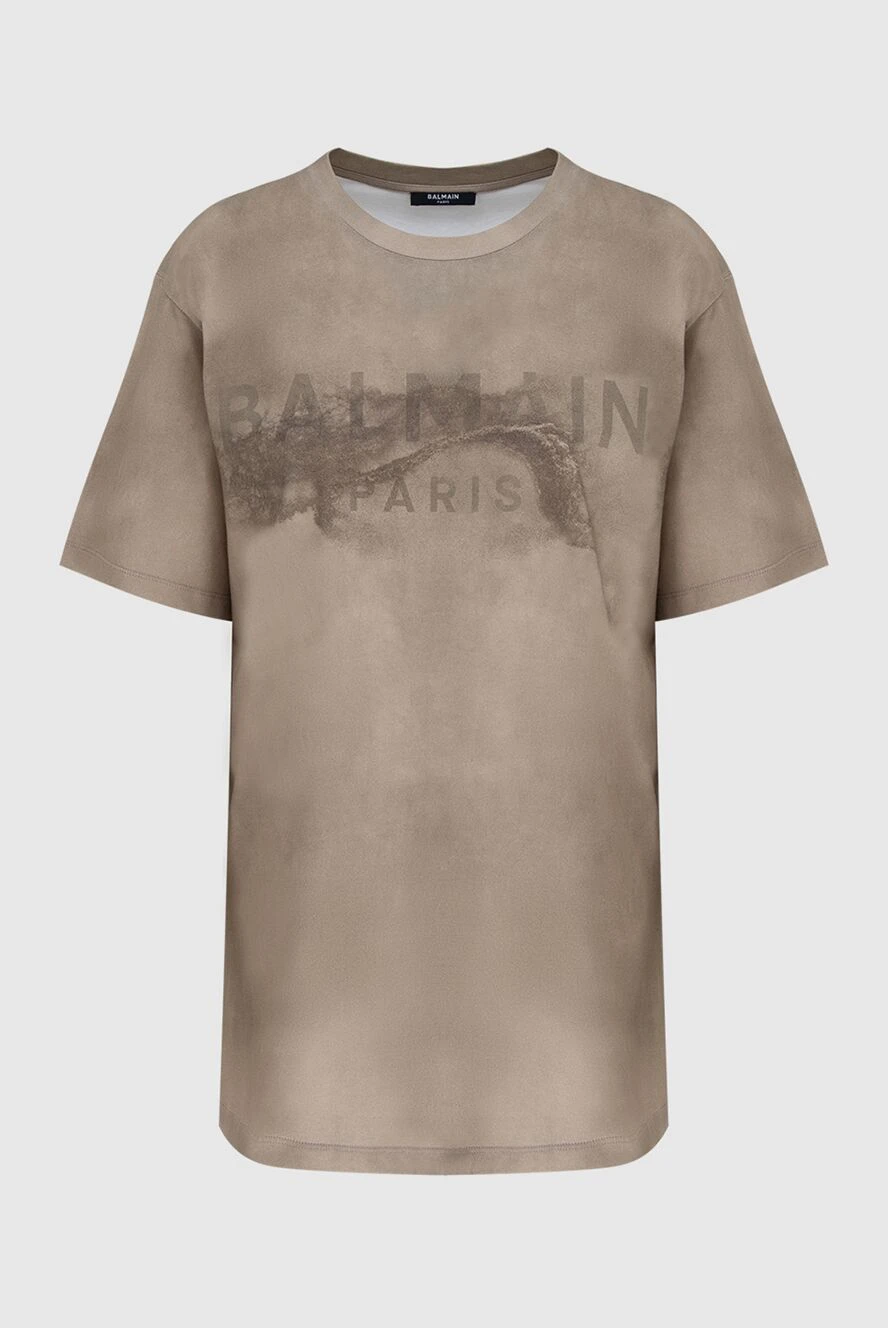 Balmain man brown cotton t-shirt for men купить с ценами и фото 173037 - photo 1