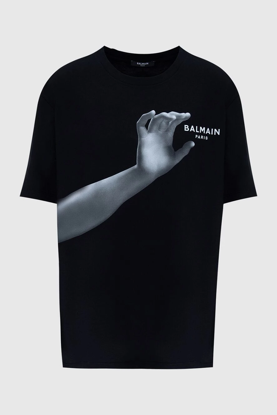 Balmain man black cotton t-shirt for men купить с ценами и фото 173039 - photo 1