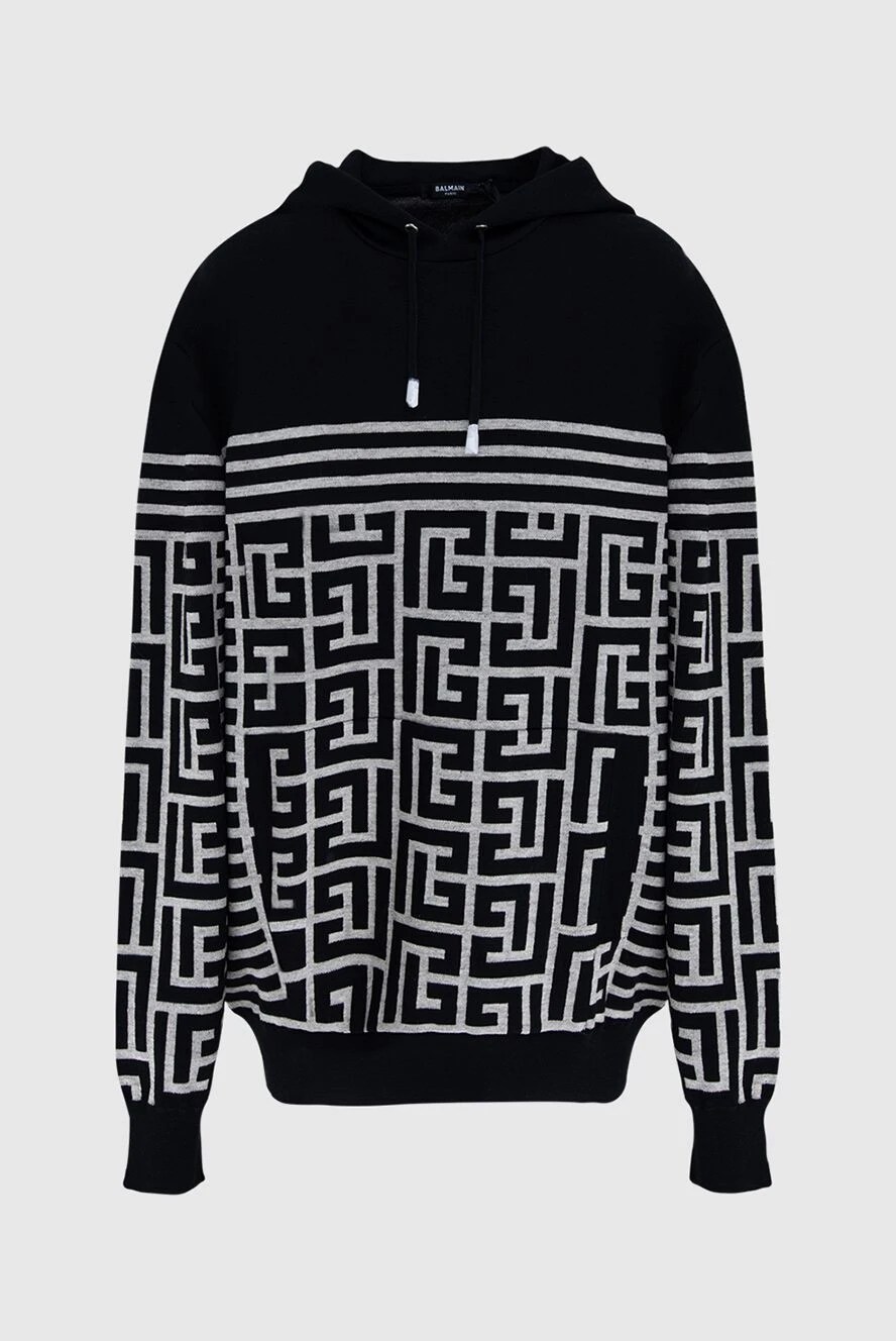 Balmain man men's hoodie made of wool, linen and polyamide, black купить с ценами и фото 173040 - photo 1