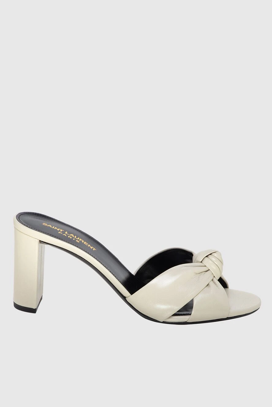 Saint Laurent woman white leather mules for women купить с ценами и фото 173126 - photo 1