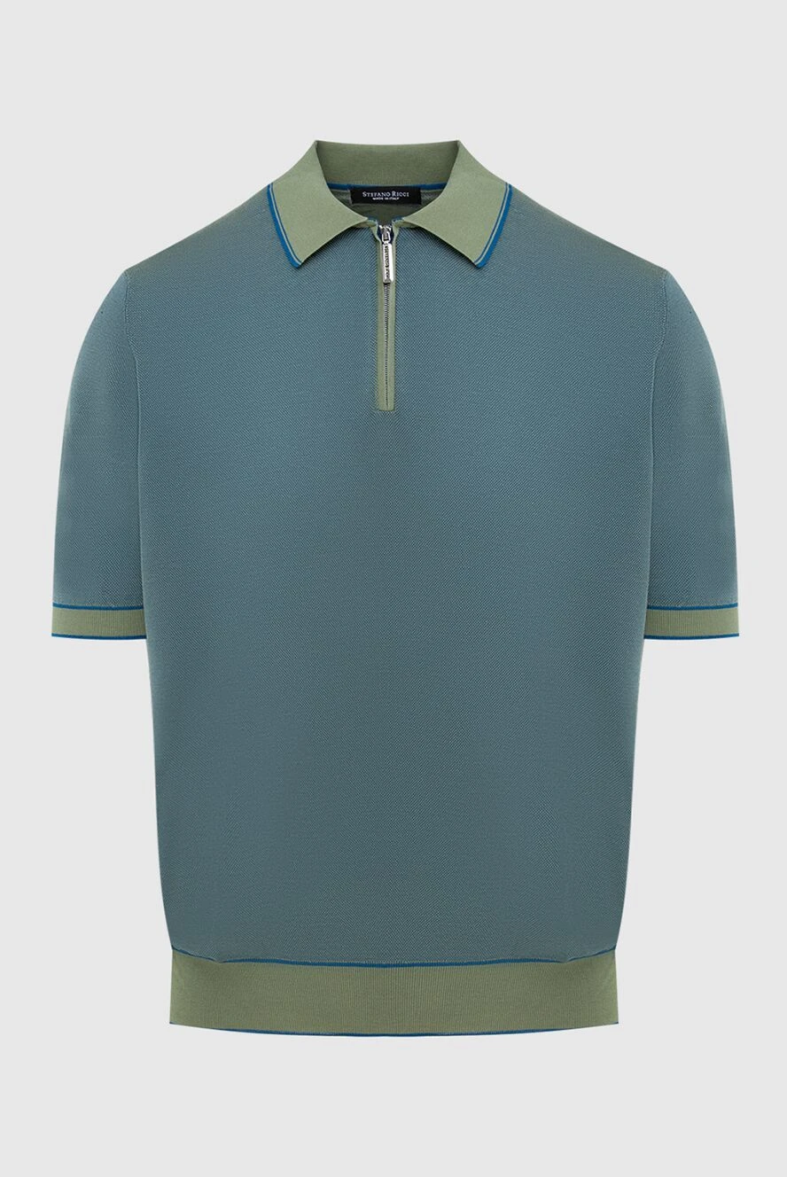 Stefano Ricci поло из шелка и хлопка зеленое мужское 173232 - фото 1