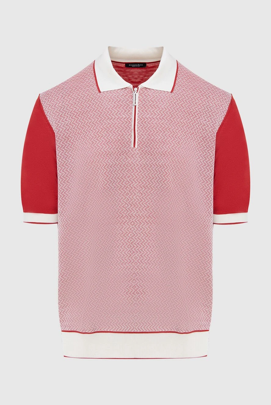 Stefano Ricci поло из шелка с мелким жаккардовым рисунком и белой отделкой
173235 - фото 1