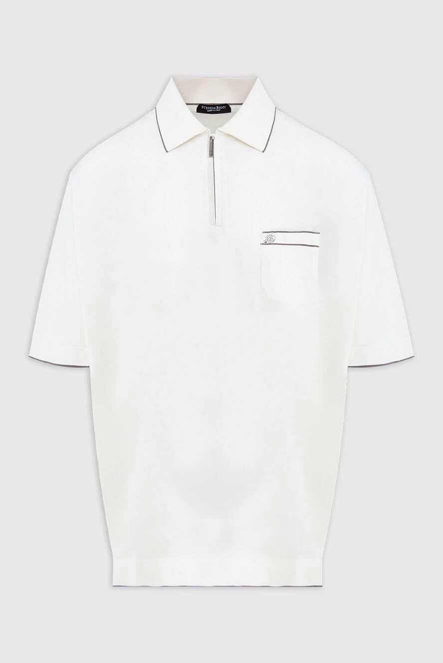 Stefano Ricci поло из шелка белое мужское 173250 - фото 1
