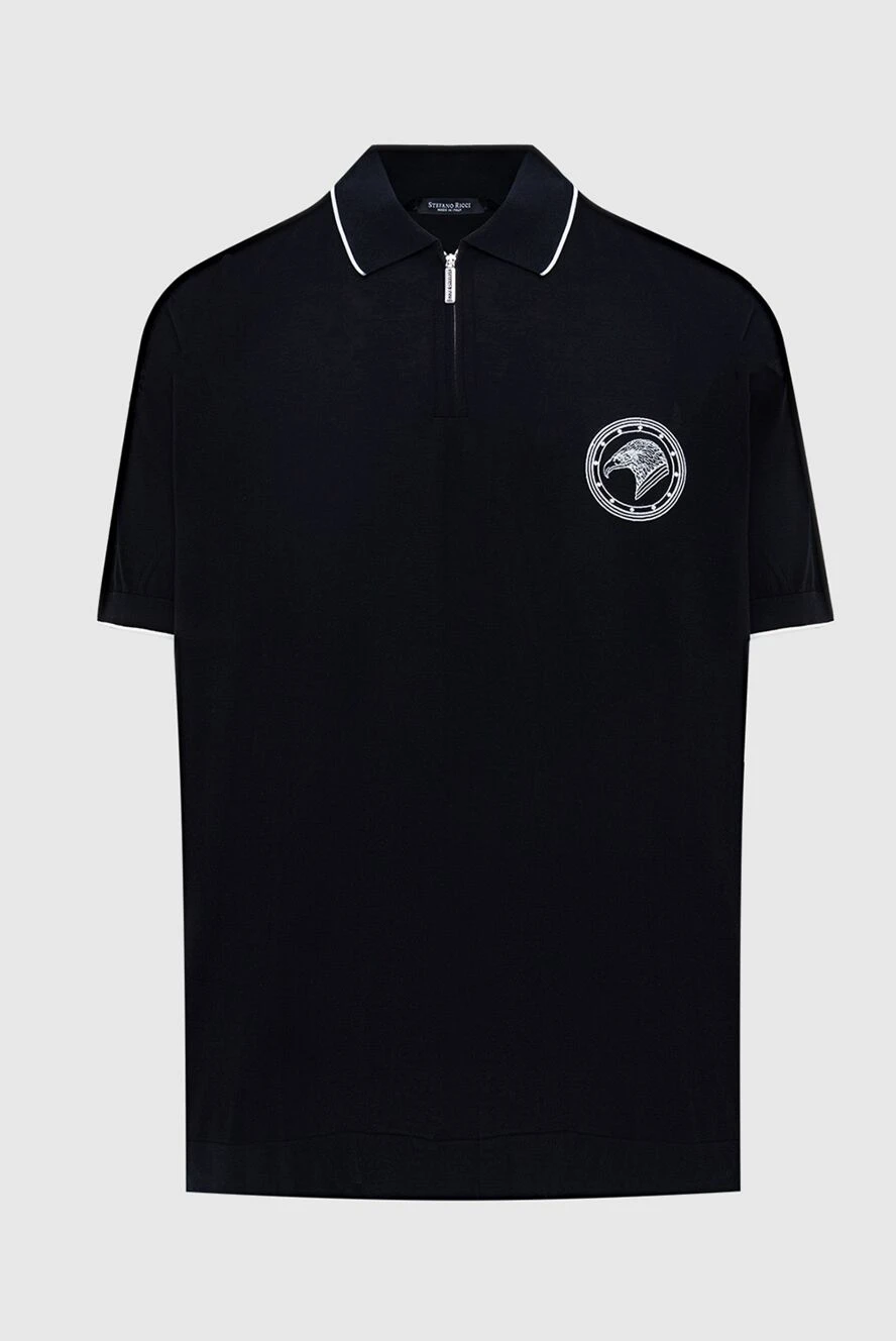Stefano Ricci black polo shirt in smooth cotton with silk and embroidered logo
173254 - photo 1