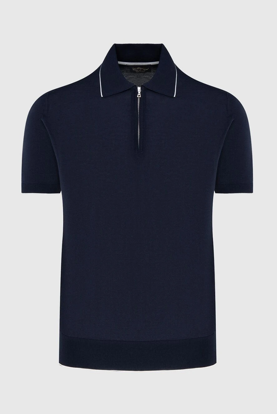 Cesare di Napoli man blue silk polo for men купить с ценами и фото 173276 - photo 1