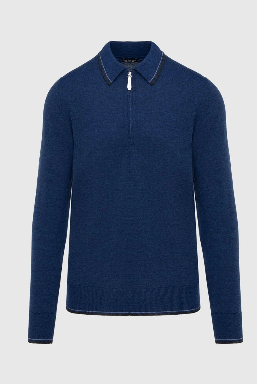 Massimo Sforza man wool silk long sleeve polo blue for men купить с ценами и фото 173302 - photo 1