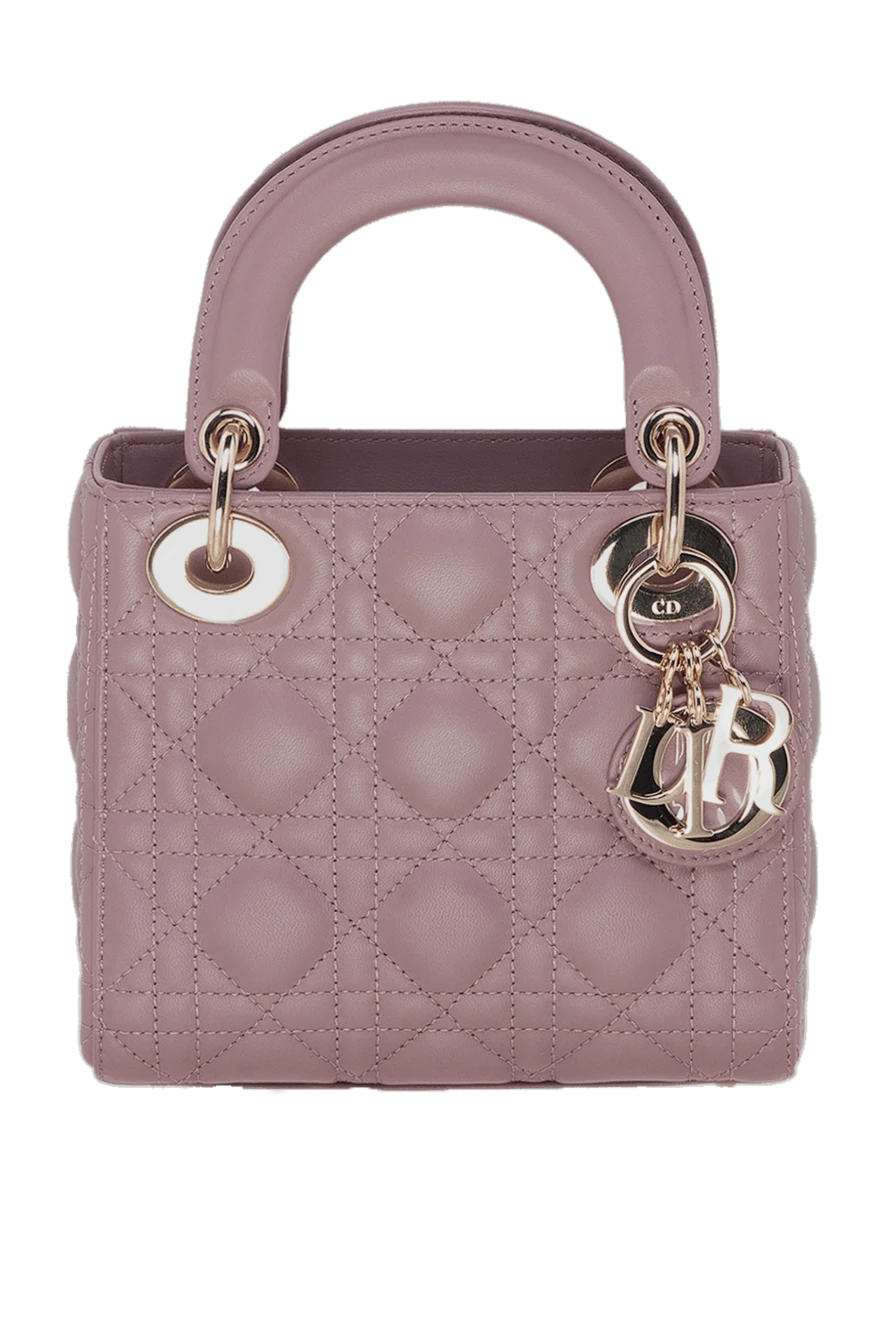 Women's purple small bag made of textured leather and logo