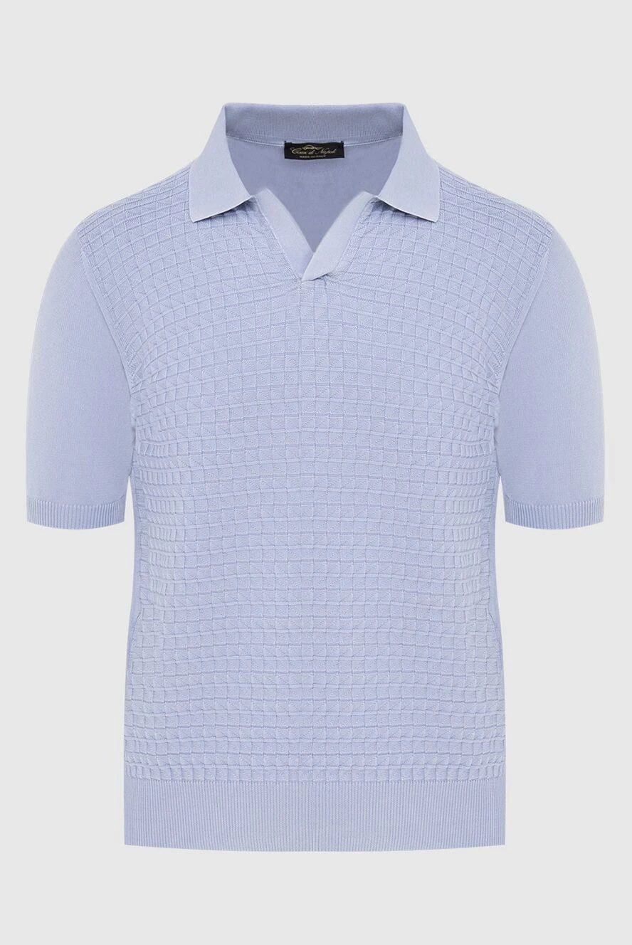 Cesare di Napoli man blue cotton polo for men купить с ценами и фото 173365 - photo 1