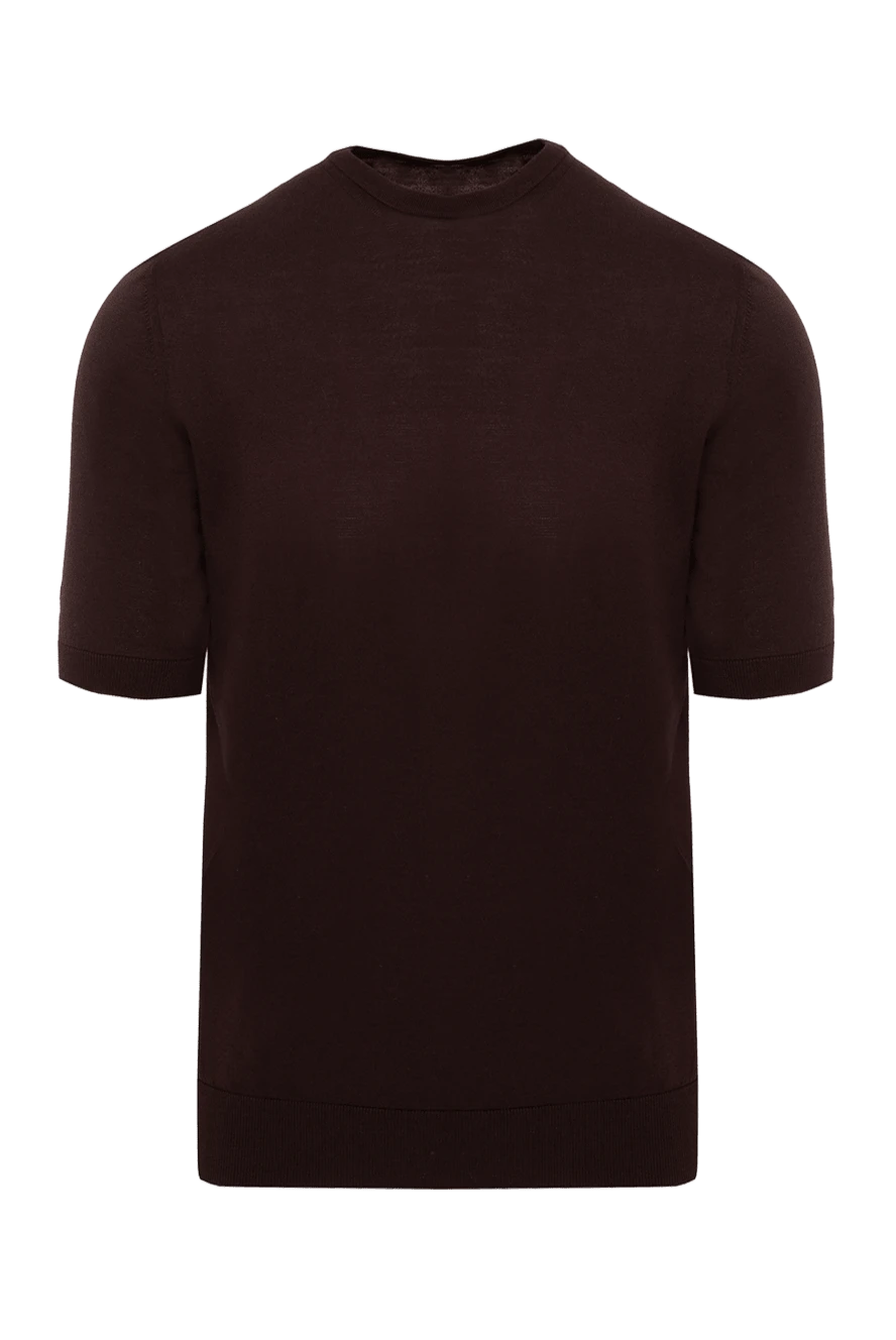 Cesare di Napoli man cotton short sleeve jumper brown for men купить с ценами и фото 173434 - photo 1