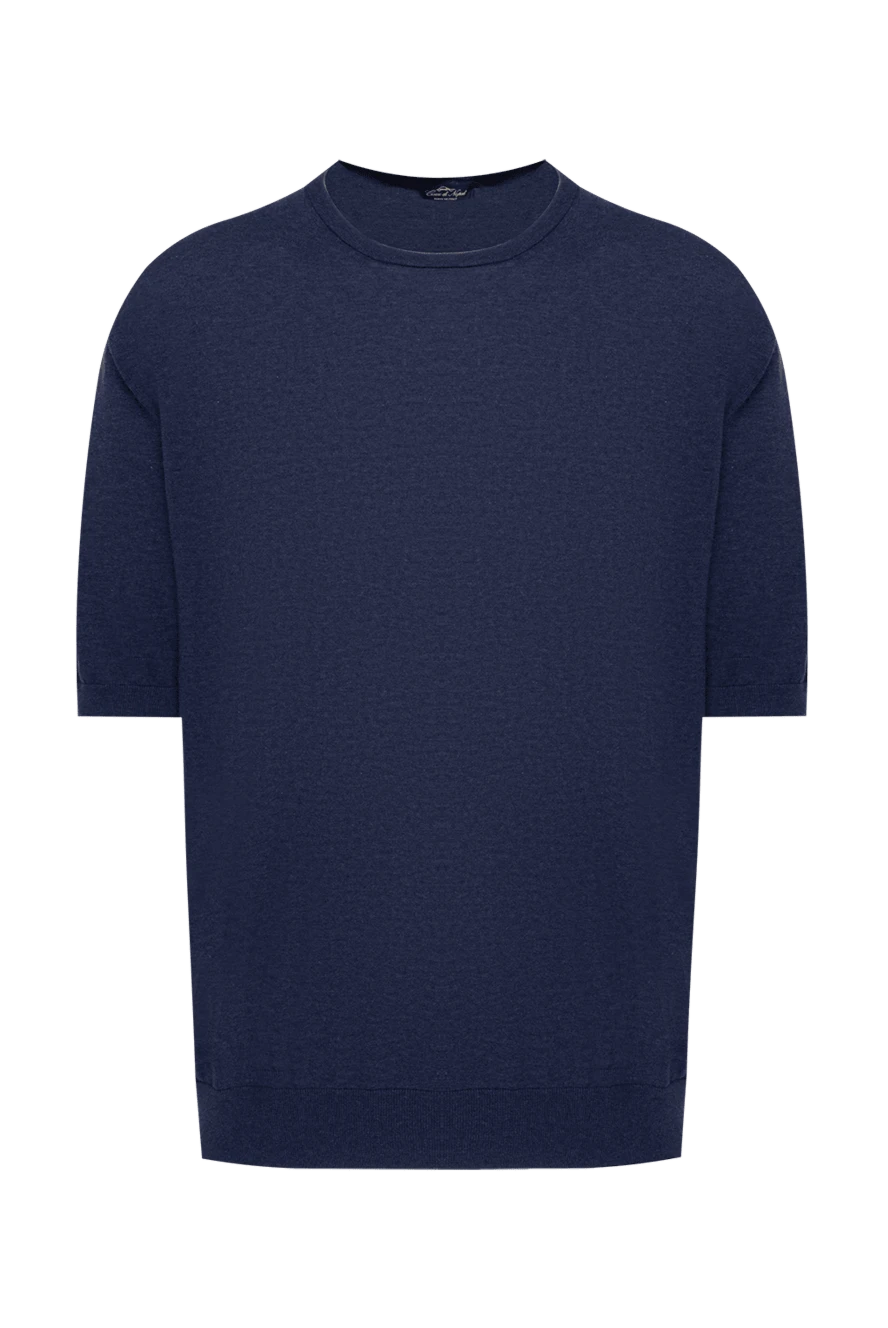 Cesare di Napoli man cotton short sleeve jumper blue for men купить с ценами и фото 173436 - photo 1