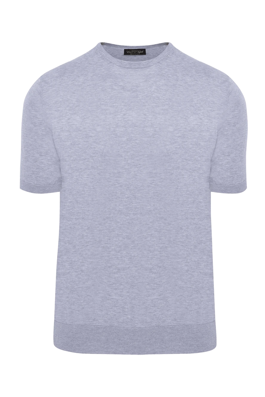 Cesare di Napoli man cotton short sleeve jumper gray for men купить с ценами и фото 173438 - photo 1