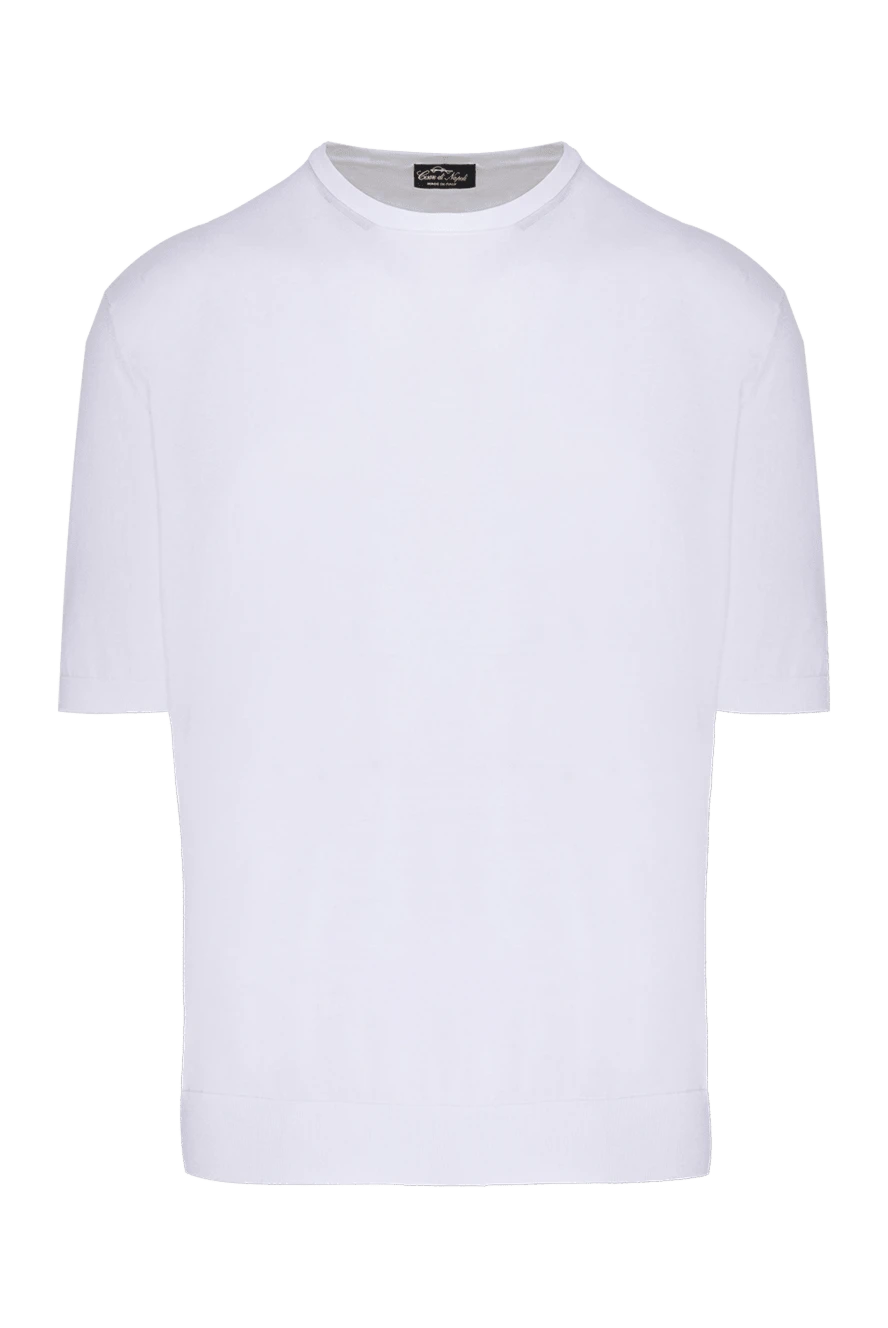 Cesare di Napoli man cotton short sleeve jumper white for men купить с ценами и фото 173446 - photo 1