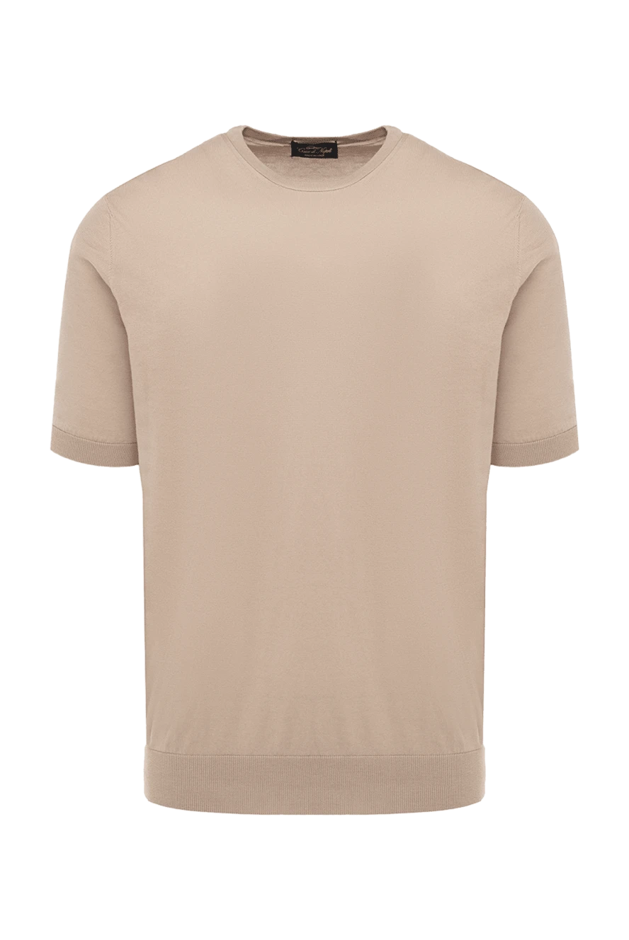 Cesare di Napoli man cotton short sleeve jumper beige for men купить с ценами и фото 173448 - photo 1