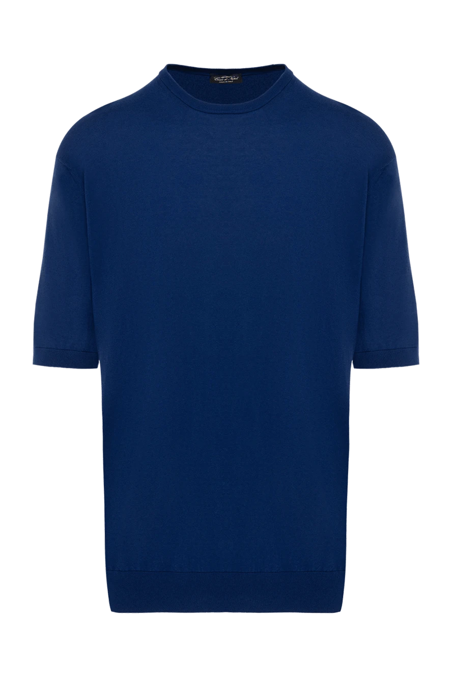 Cesare di Napoli man cotton short sleeve jumper blue for men купить с ценами и фото 173452 - photo 1