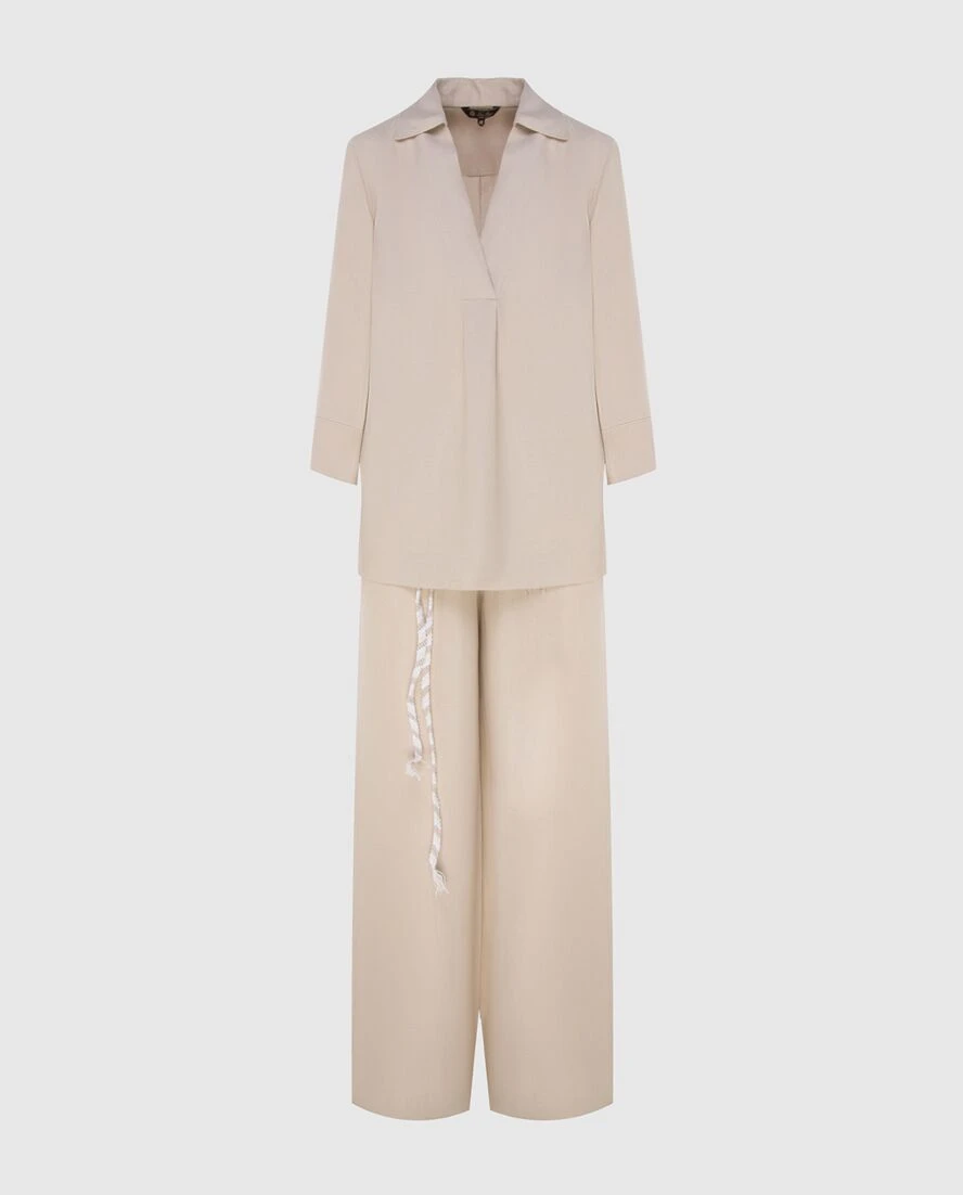 Loro Piana костюм льняной трикотажный женский бежевый 173463 - фото 1