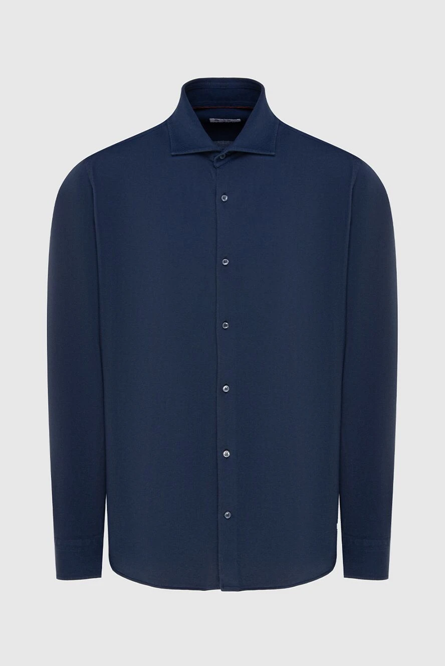 Loro Piana man blue cotton shirt for men купить с ценами и фото 173467 - photo 1