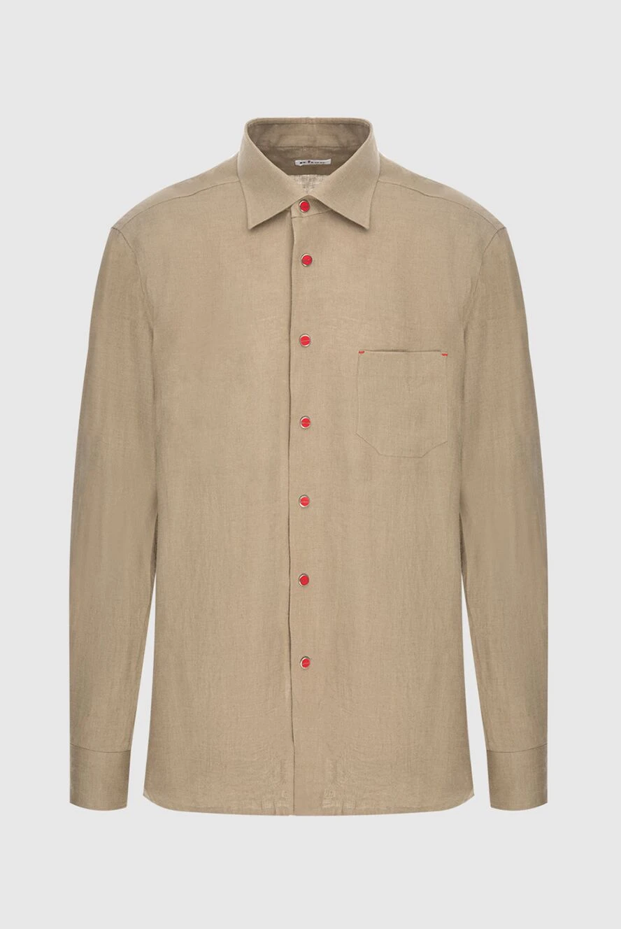 Kiton men's italian linen shirt with red buttons 173481 - photo 1