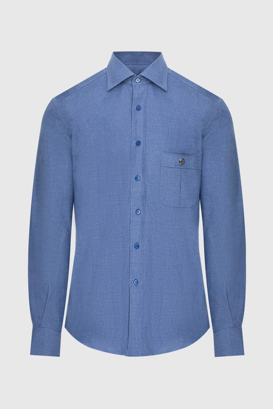 Stefano Ricci кеудеге арналған қалтасы және металл бүркіт басы бейнеленген эмблемасы бар ерлерге арналған көк жейде 173518 - фото 1