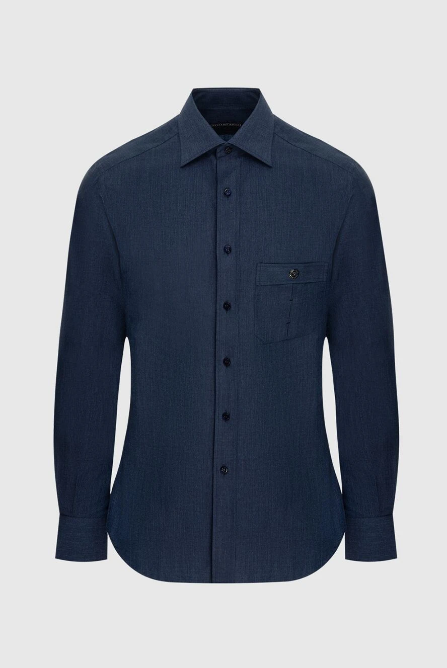 Stefano Ricci men's dark blue shirt with a turn-down kent collar and a patch chest pocket 173519 - photo 1