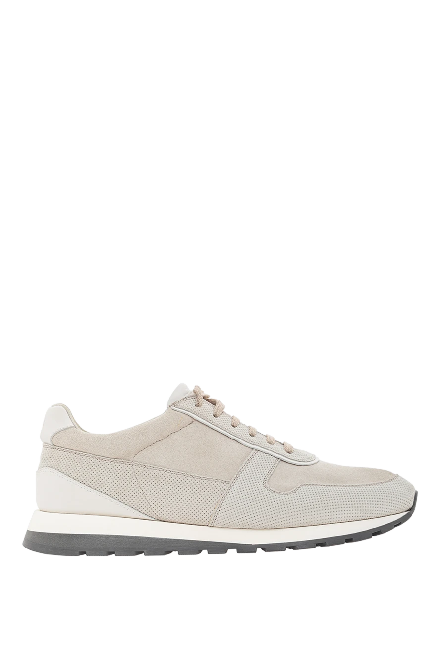 Beige suede sneakers for men