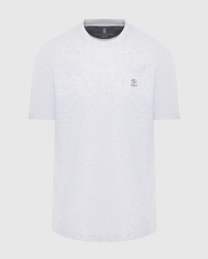 Brunello Cucinelli gray melange t-shirt with embroidery on the chest 173549 - photo 1