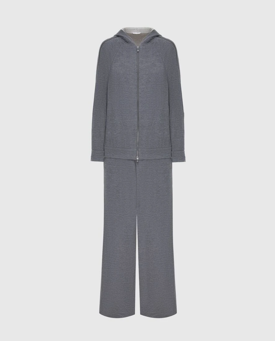 Brunello Cucinelli мягкий костюм из шелковистого трикотажа в темно-сером цвете 173586 - фото 1