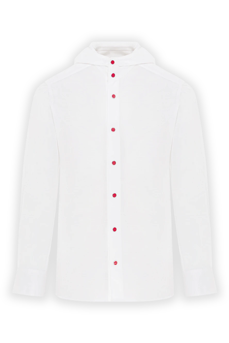 Kiton капюшоны және қызыл түймелері бар ақ мақта көйлек 173599 - фото 1