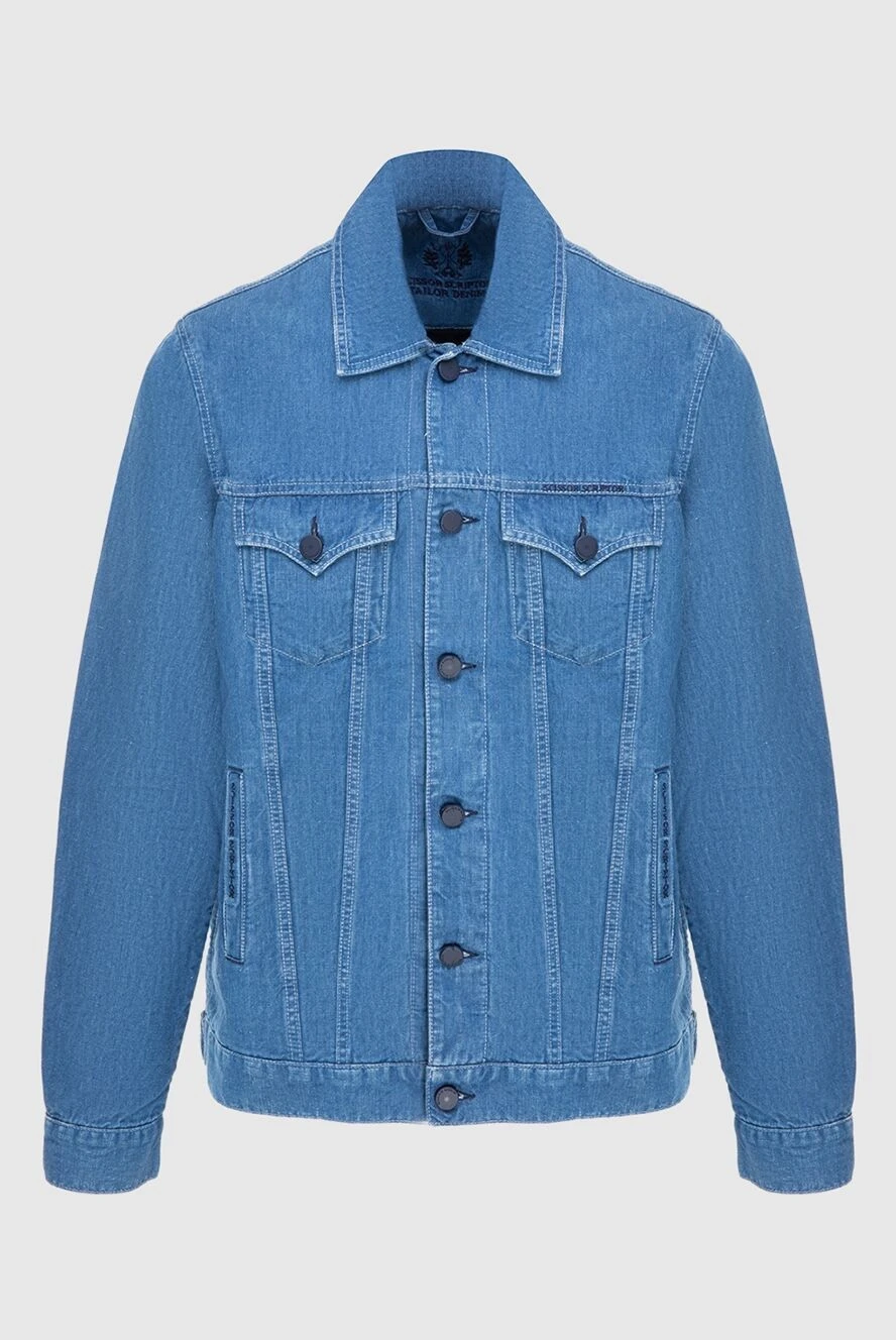 Scissor Scriptor man blue cotton and linen denim jacket for men купить с ценами и фото 173623 - photo 1