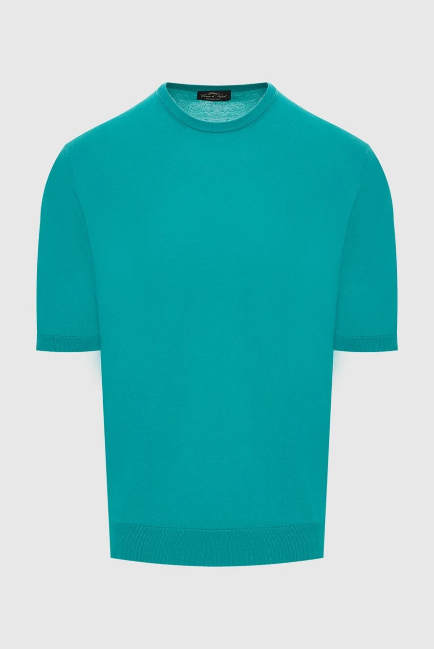 Cesare di Napoli man short sleeve jumper in cotton green for men купить с ценами и фото 173643 - photo 1