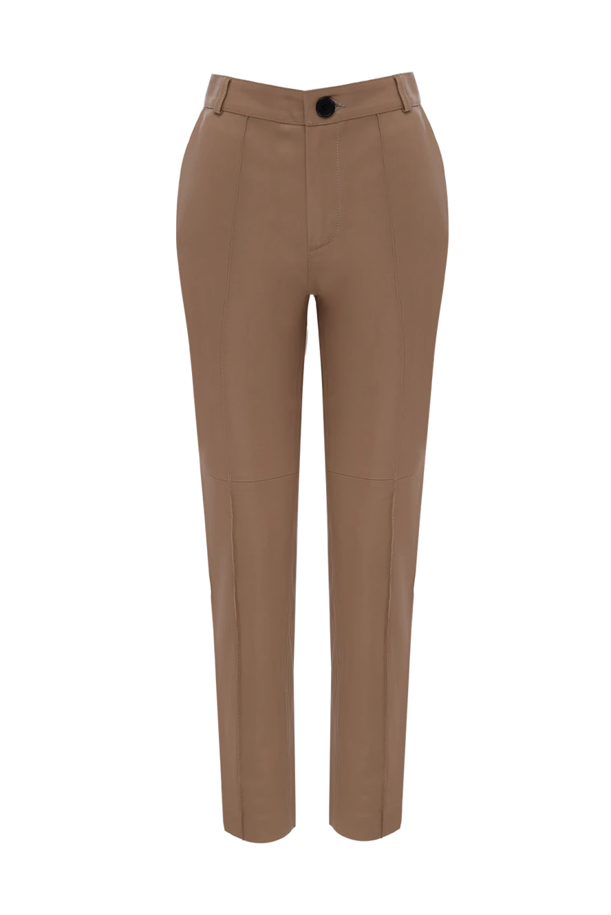 Fleur de Paris woman beige leather pants for women купить с ценами и фото 173644 - photo 1