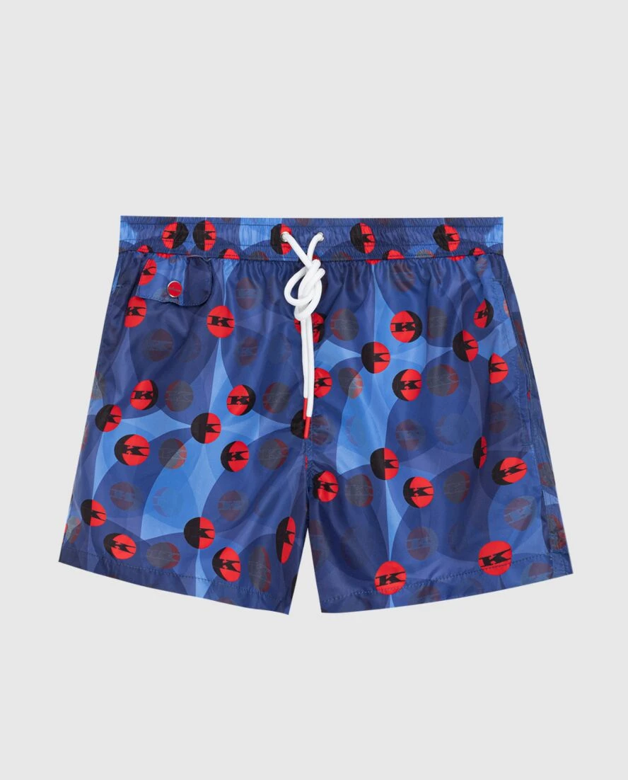 Kiton мужские пляжные шорты с синим фоном и красными акцентами 173653 - фото 1
