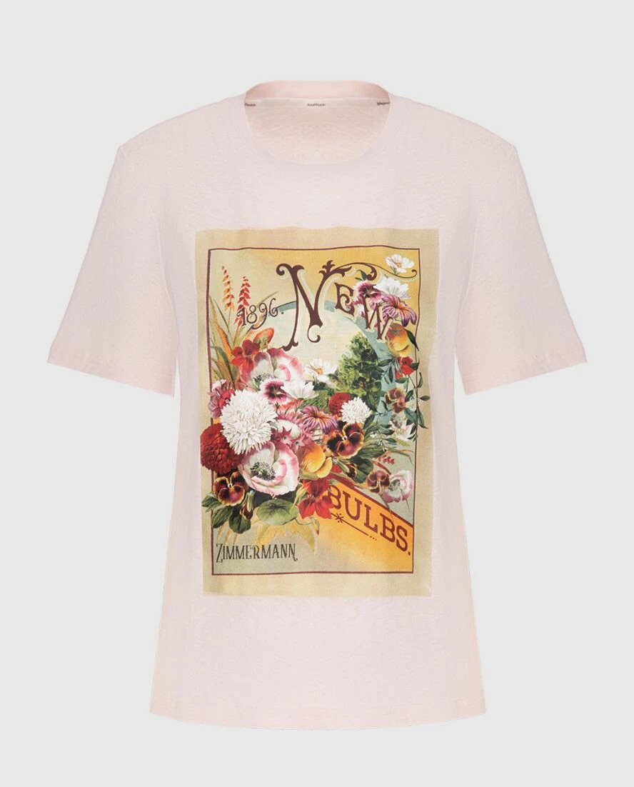 Zimmermann баспасы бар қызғылт мақта әйелдерге арналған футболка 173796 - фото 1