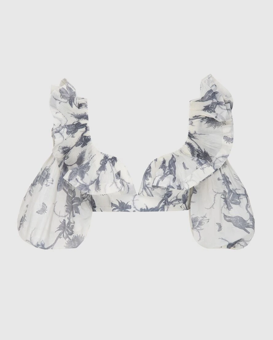 Zimmermann топ женский серый с объемными рукавами и растительным принтом 173801 - фото 1