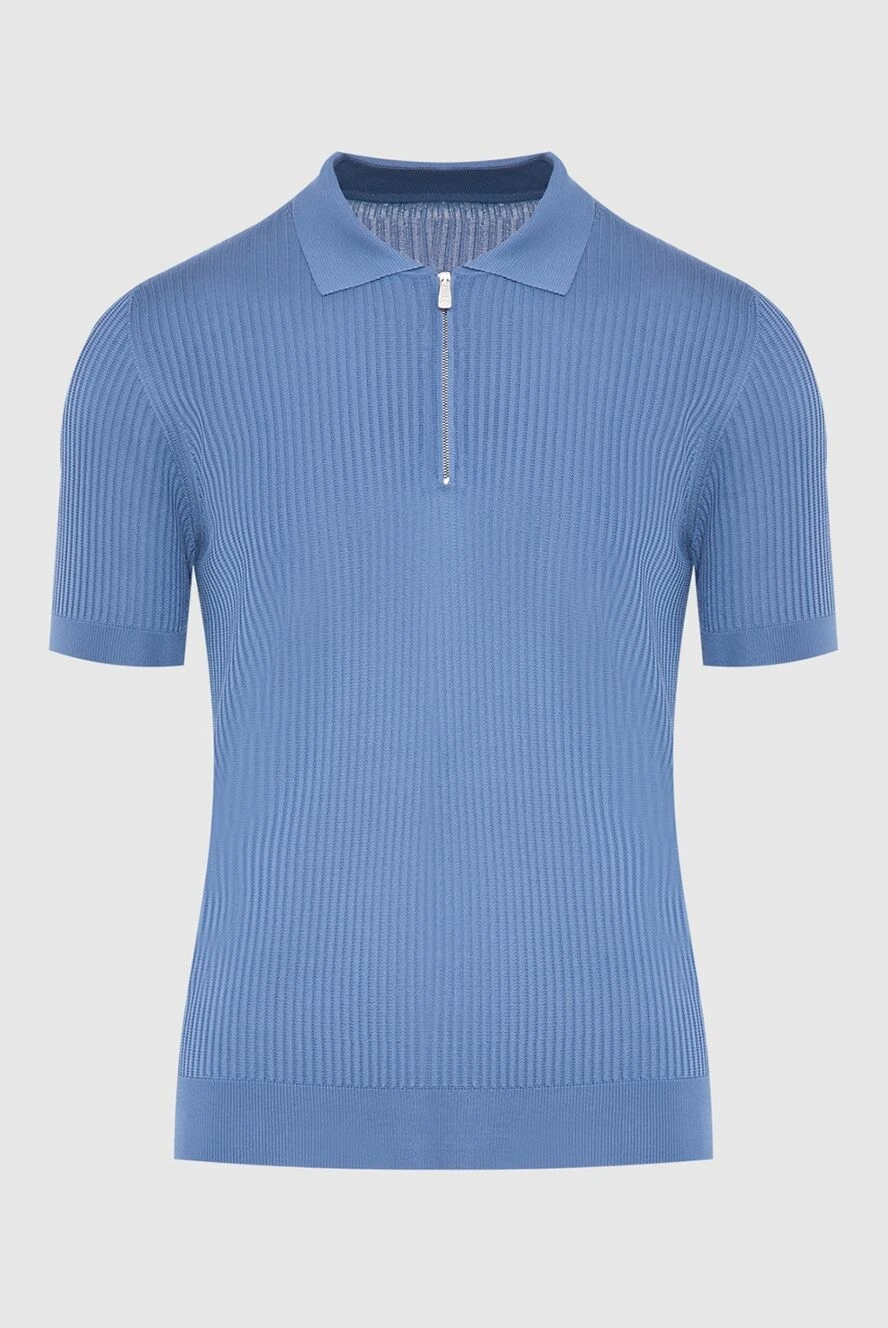 Corneliani man blue silk polo for men купить с ценами и фото 174029 - photo 1