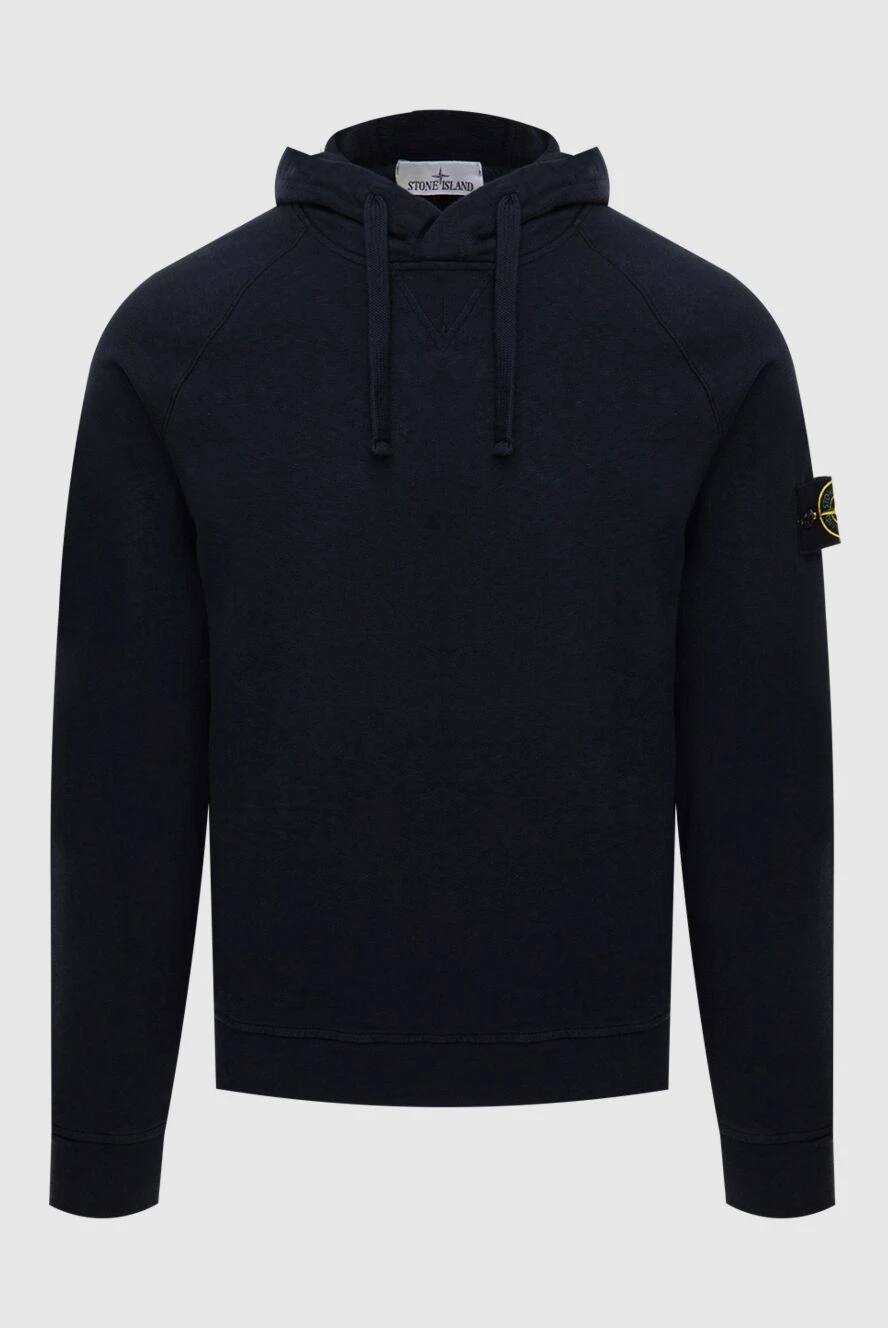 Stone Island man blue cotton hoodie for men купить с ценами и фото 174088 - photo 1