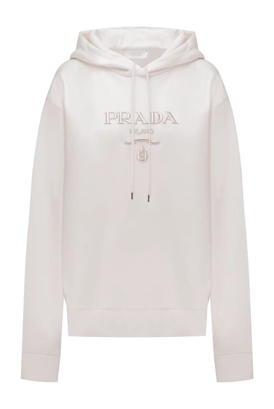 Prada woman men's hoodie made of cotton and polyamide, white купить с ценами и фото 174231 - photo 1