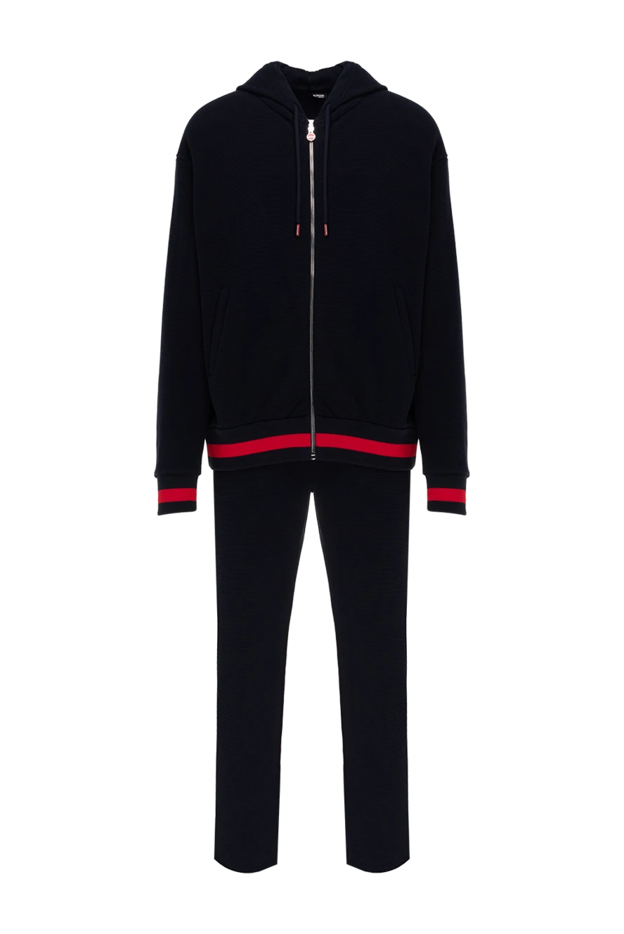 Kiton костюм спортивный темно-синий с капюшоном и отделкой контрастными полосками мужской 174258 - фото 1
