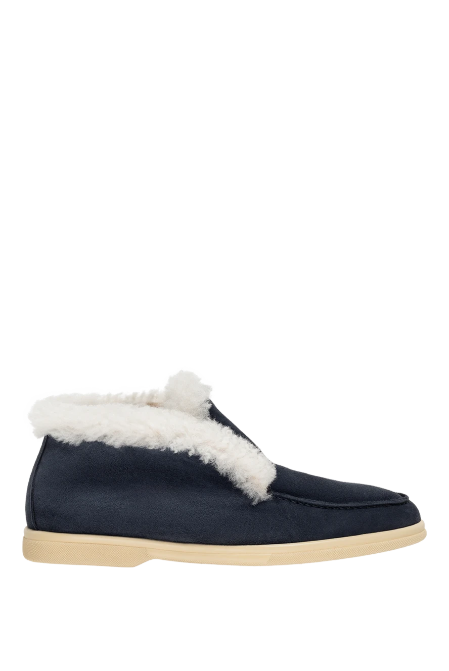 Cesare di Napoli woman blue suede and fur loafers for women купить с ценами и фото 174265 - photo 1