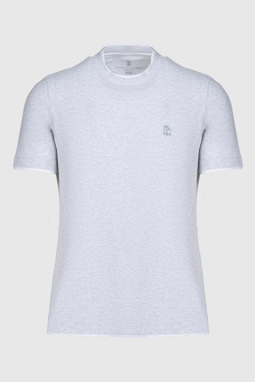 Brunello Cucinelli футболка мужская серая хлопковая с вышитым лого 174281 - фото 1