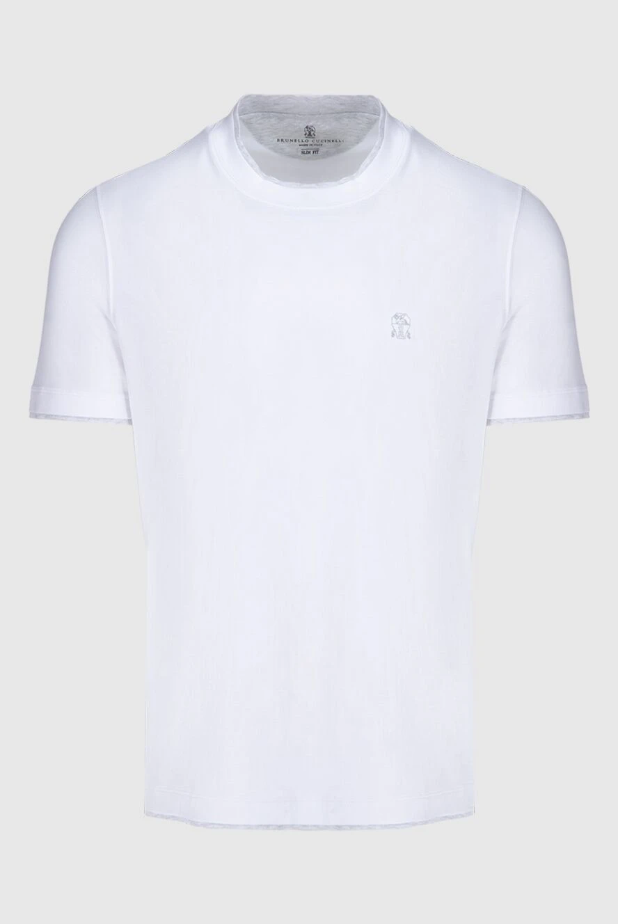 Brunello Cucinelli футболка мужская белая хлопковая с серым лого 174283 - фото 1