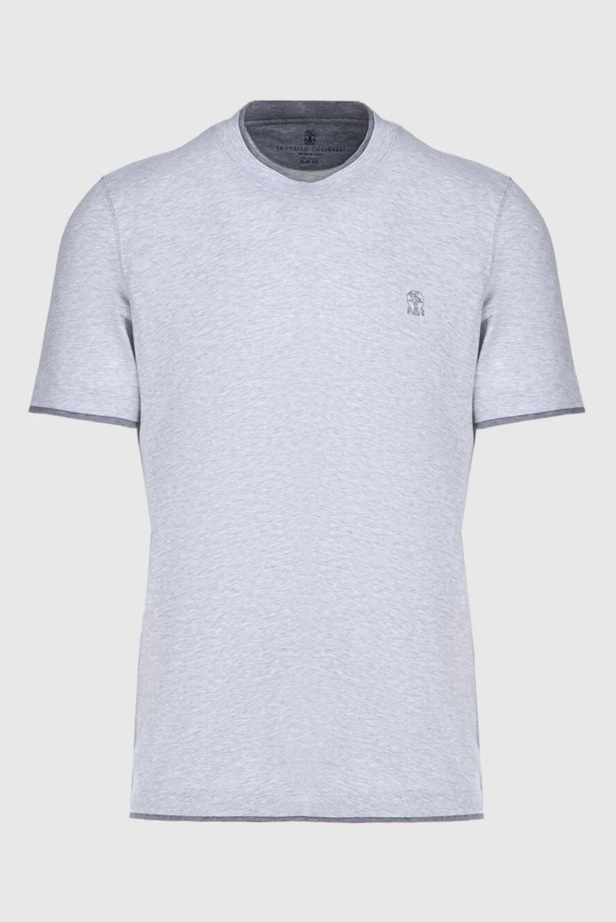 Brunello Cucinelli футболка мужская серая хлопковая с серым лого 174284 - фото 1