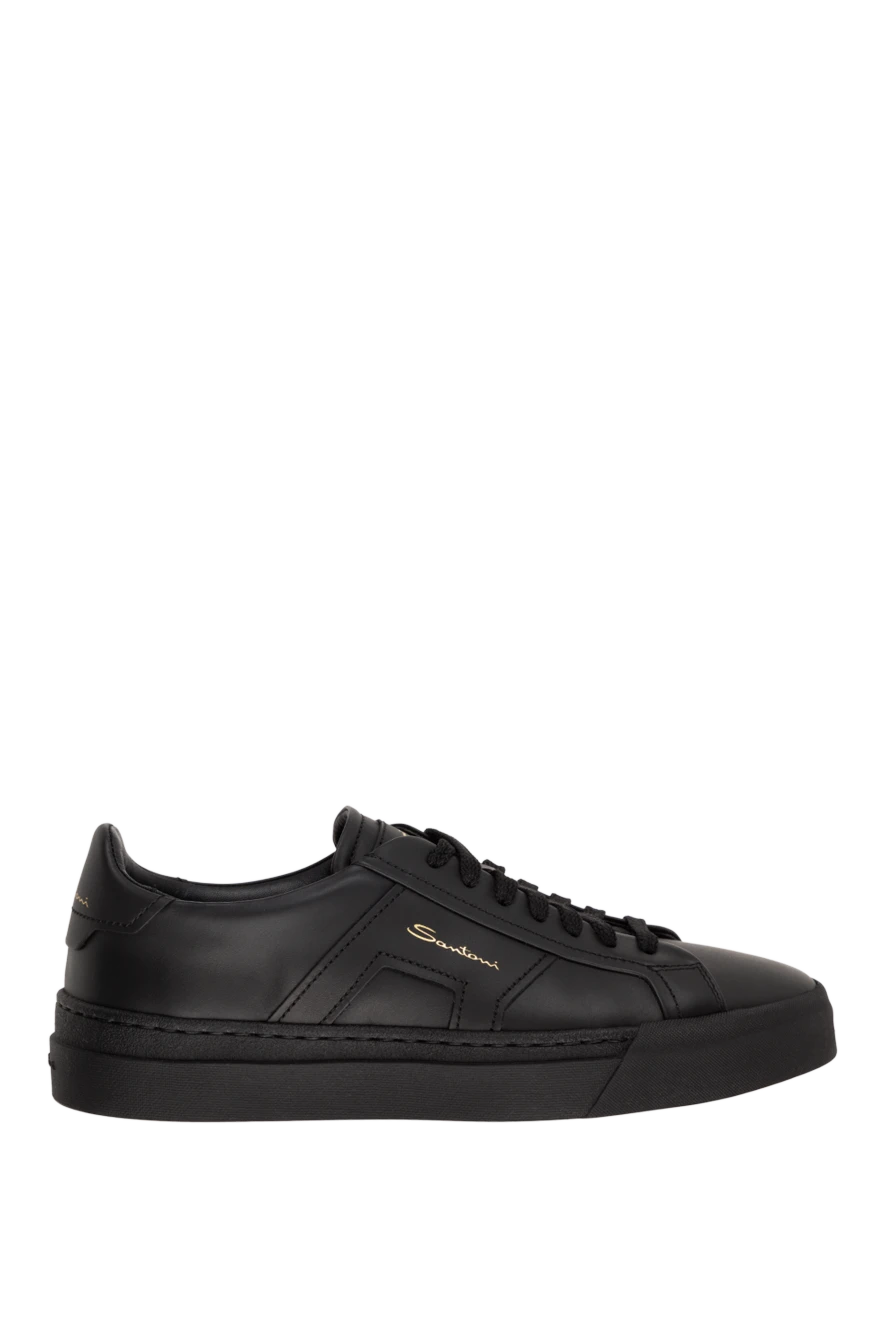 Santoni man black leather sneakers for men купить с ценами и фото 174305 - photo 1