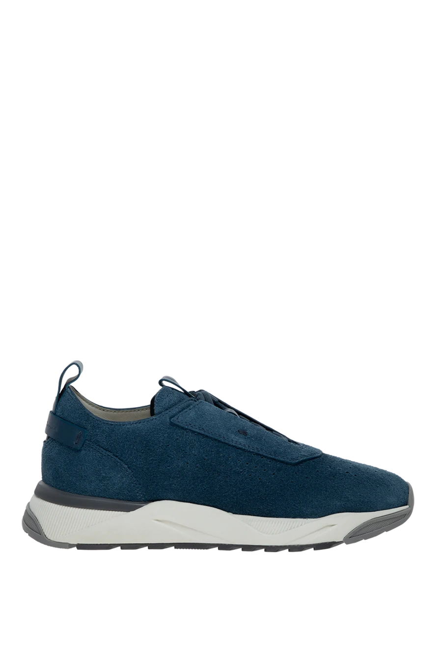 Santoni man blue leather sneakers for men купить с ценами и фото 174307 - photo 1